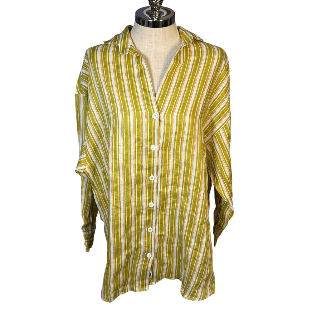 NWT FAITHFULL THE BRAND TORTUGA Shirt Dress 100% Linen XL Beach Cover Up Tunic